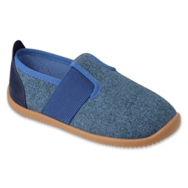 Chaussons enfants Befado avec empiècement en cuir 901Y015 bleu marine 1