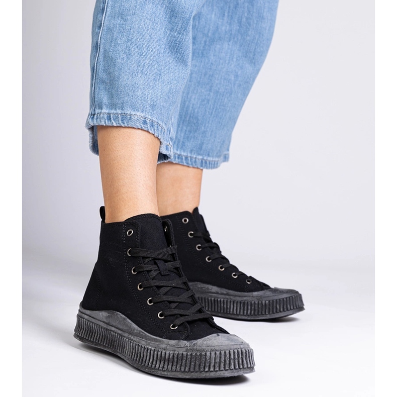 Baskets montantes noires à plateforme de Guerrino 1