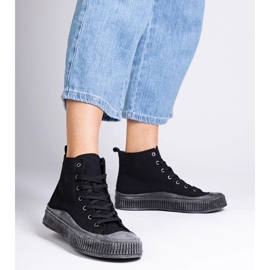 Baskets montantes noires à plateforme de Guerrino le noir 2