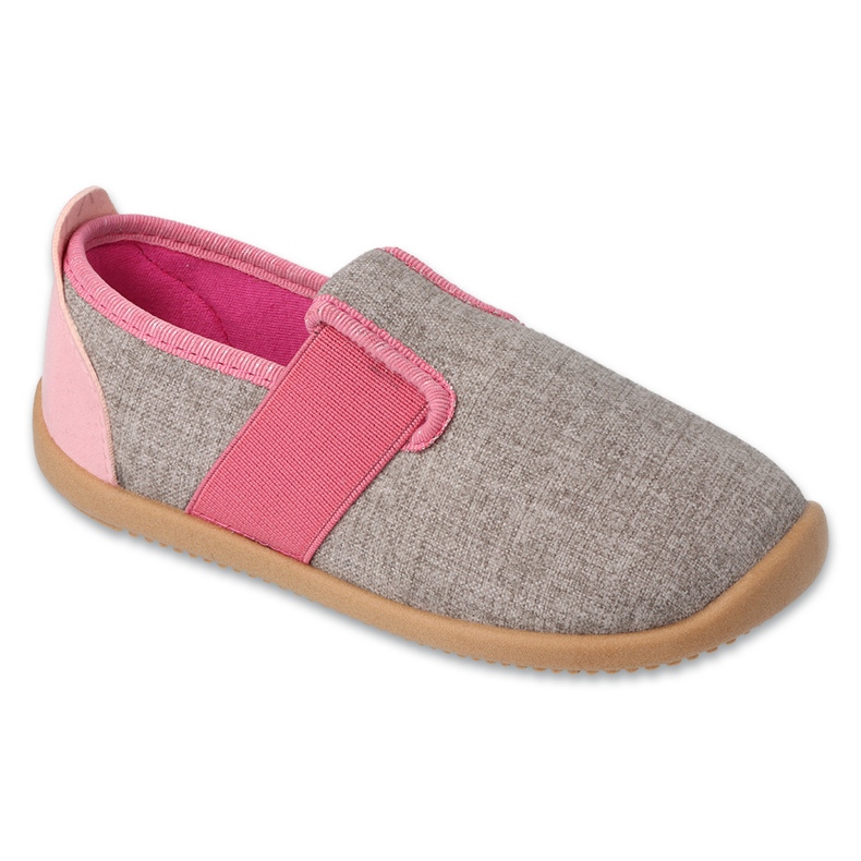 Befado chaussons enfant avec empiècement en cuir 901X014 gris et rose 1