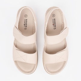 Goodin Sandales velcro féminines beige légères 2 Goodin Sandales velcro féminines beige légères 2