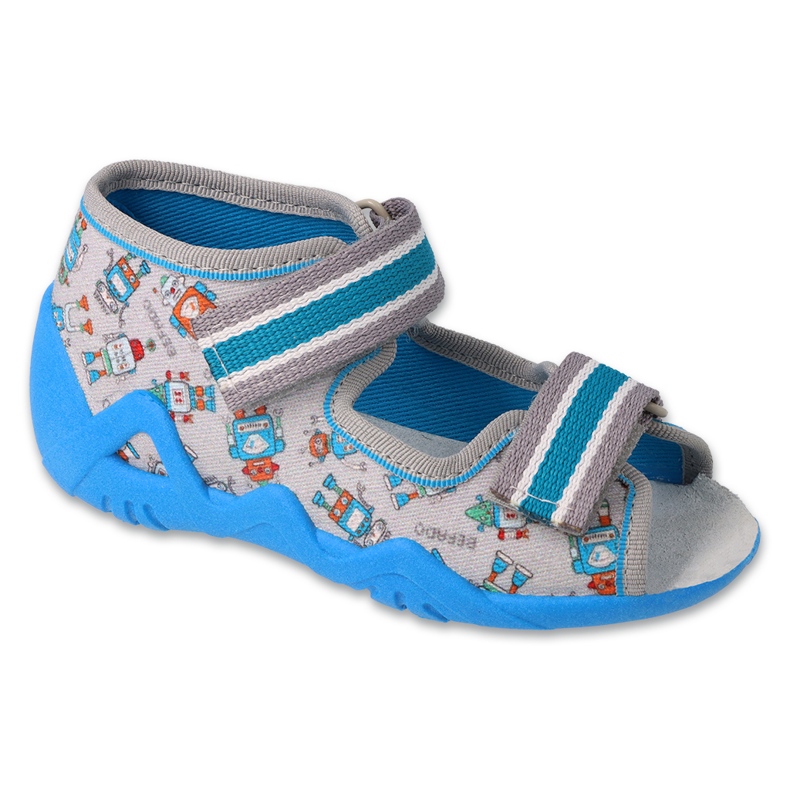 Sandales pour enfants Befado avec insert en cuir 350P043, gris avec applications 1