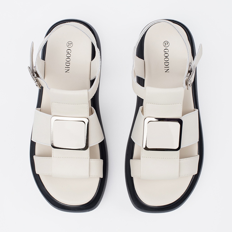 Goodin Sandales élégantes en cuir léger sur la plate-forme beige 1 Goodin Sandales élégantes en cuir léger sur la plate-forme beige 1