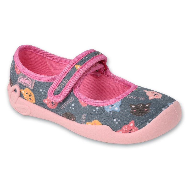 Chaussons enfants Befado 114X537 gris et rose avec dragons 1 Chaussons enfants Befado 114X537 gris et rose avec dragons 1