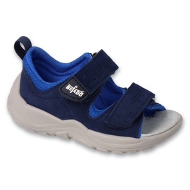 Sandales enfant Befado avec empiècement en cuir 721P007, bleu marine 1