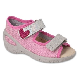 Sandales enfant Befado 063P003 rose avec un coeur 1