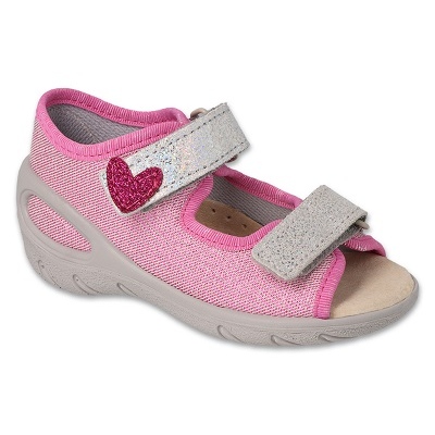 Sandales enfant Befado 063P003 rose avec un coeur 1