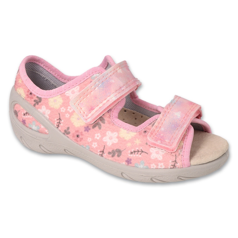 Sandales enfant Befado avec velcro, empiècement en cuir 063X018, rose 1 Sandales enfant Befado avec velcro, empiècement en cuir 063X018, rose 1