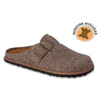 Chaussons homme Inblu avec empiècement en cuir 155M023 beige 1