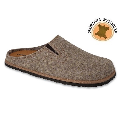 Inblu chaussons homme avec empiècement en cuir 155M025 beige 1