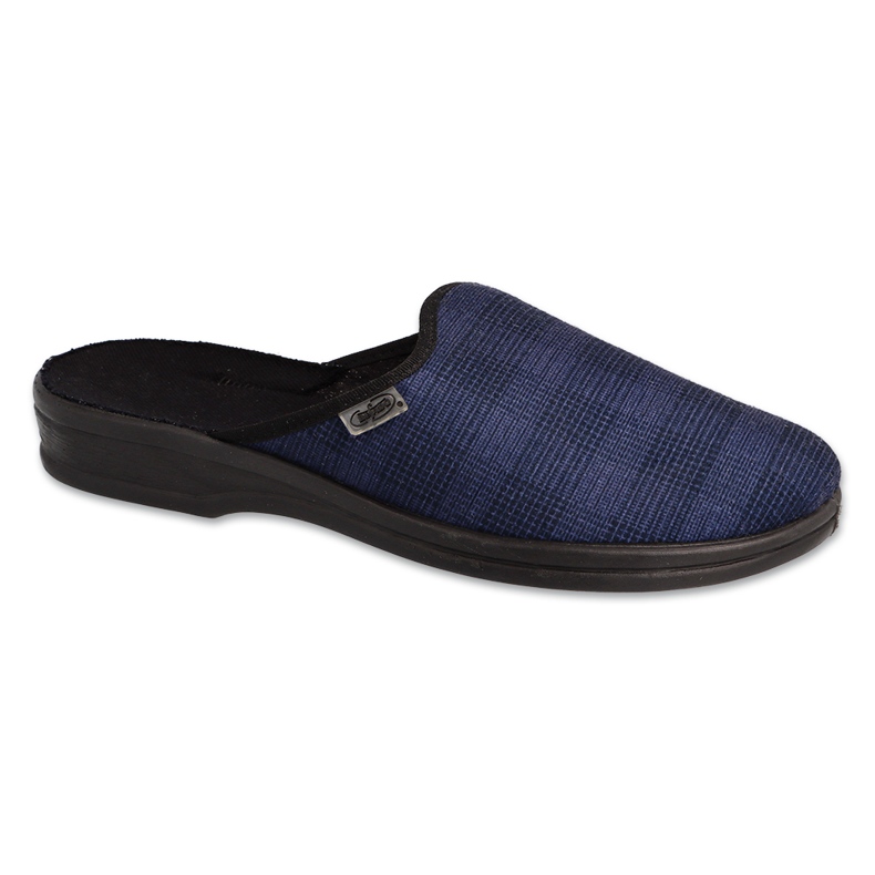 Befado Béfado Men's Slippers PU 089M414 Navy Blue Bookered Checkered bleu 1