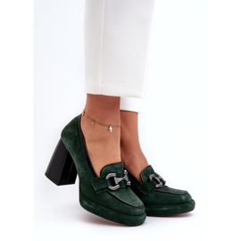 Pompes en cuir sur l'énorme Laura Messi 2706 Post vert foncé 2