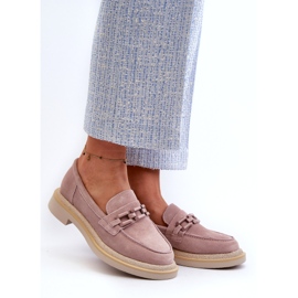 S.Barski Mocassins pour femmes en daim sur talon plat avec décoration D&A TW101 Dirty Pink rose 1 S.Barski Mocassins pour femmes en daim sur talon plat avec décoration D&A TW101 Dirty Pink rose 1