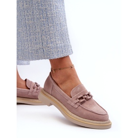 S.Barski Mocassins pour femmes en daim sur talon plat avec décoration D&A TW101 Dirty Pink rose 2 S.Barski Mocassins pour femmes en daim sur talon plat avec décoration D&A TW101 Dirty Pink rose 2