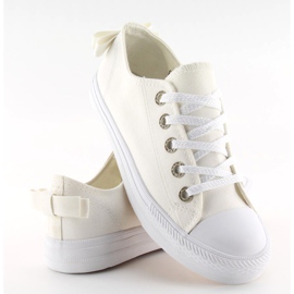 Baskets blanches à nœud pour femme 8935 White 2