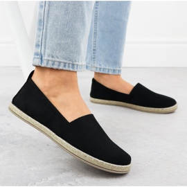 Espadrilles féminines glissées dans le daim noir Potocki PY16332 le noir 5