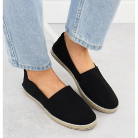 Espadrilles féminines glissées dans le daim noir Potocki PY16332 le noir 6