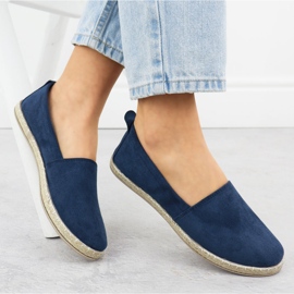 Espadrilles féminines insérées dans le Potocki bleu marine en daim py16332 4