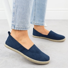 Espadrilles féminines insérées dans le Potocki bleu marine en daim py16332 5