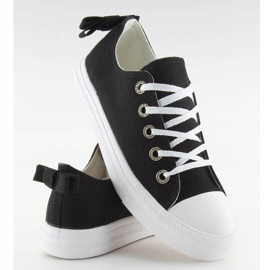 Baskets noires pour femmes avec un nœud 8935 Black le noir 1