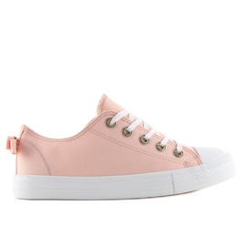 Baskets pour femmes avec un nœud rose 8935 Rose 1