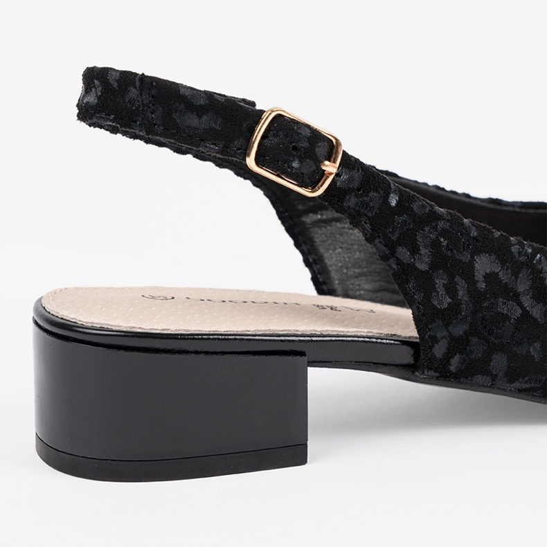 Goodin Sandales noires basses avec imprimé léopard 1