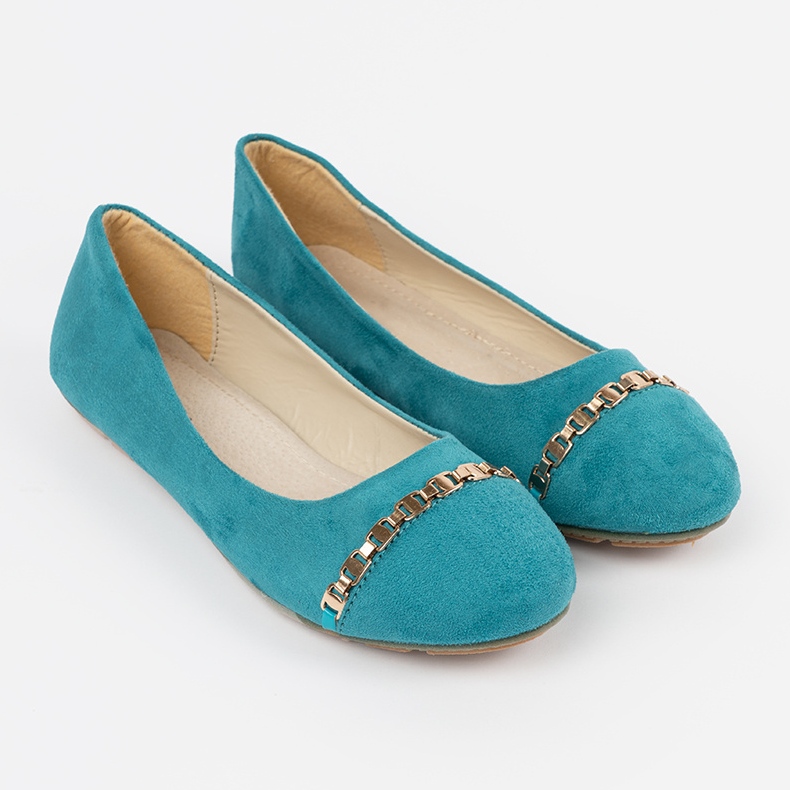 Ballerines féminines turquoise plates bleu 1