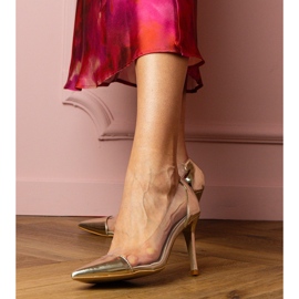 Pompes classiques en or avec une tige transparente doré 1