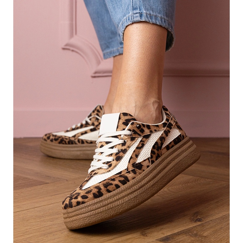 Baskets Leopard Sneakers sur une semelle épaisse brun 1