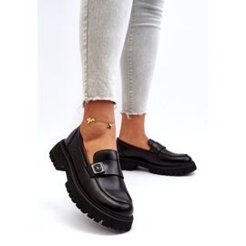 Vinceza Mocassins pour femmes avec une bande d'insert en cuir noir 3