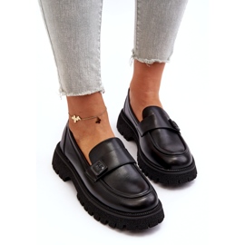 Vinceza Mocassins pour femmes avec une bande d'insert en cuir noir 4