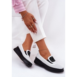 Modages en cuir ouverts pour femmes sur la plate-forme et cales blanches Vinceza 79522 1