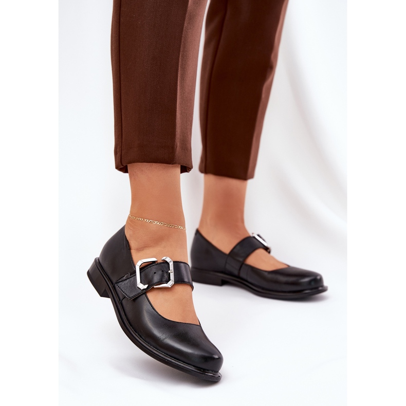 Chaussures en cuir pour femmes avec Laura Messi 2980 Black Pinmp noir 2