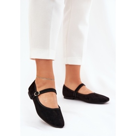 Ballerines avec ceinture et boucle éco en daim noir le noir 2