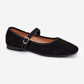 Ballerines avec ceinture et boucle éco en daim noir le noir 4
