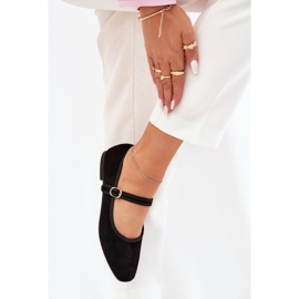 Ballerines avec ceinture et boucle éco en daim noir le noir 5