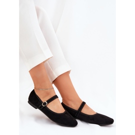 Ballerines avec ceinture et boucle éco en daim noir le noir 6