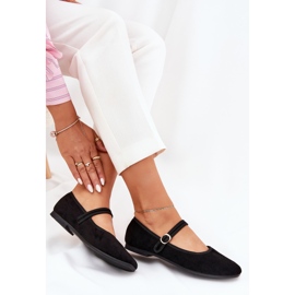 Ballerines avec ceinture et boucle éco en daim noir le noir 7