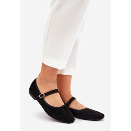Ballerines avec ceinture et boucle éco en daim noir le noir 1