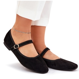 Ballerines avec ceinture et boucle éco en daim noir le noir 8