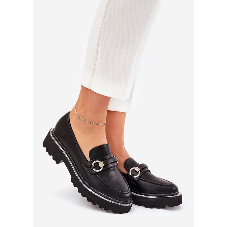 Mocassins pour femmes décorés de zircons noirs 1