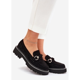 Mocassins pour femmes décorés de zircons noirs 1