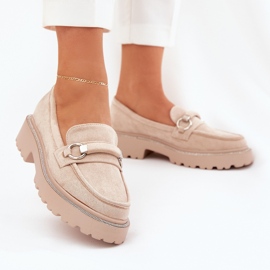 Mocassins pour femmes décorés de zircons beige 2 Mocassins pour femmes décorés de zircons beige 2