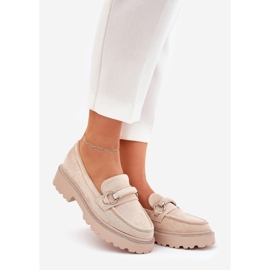 Mocassins pour femmes décorés de zircons beige 1