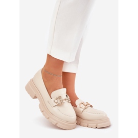 Mandards en cuir Eco pour femmes avec des détails dorés beige 1