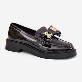 Mocassins peints avec un arc et une broche noire décorative le noir 4