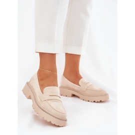 Les éco-mocassins féminines avec des zircons beige 2