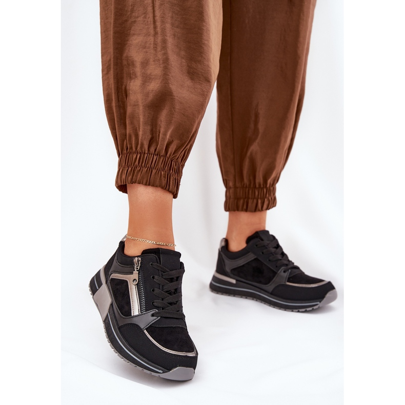 Chaussures de sport pour femmes avec une fermeture éclair sur la plate-forme noire le noir 2 Chaussures de sport pour femmes avec une fermeture éclair sur la plate-forme noire le noir 2