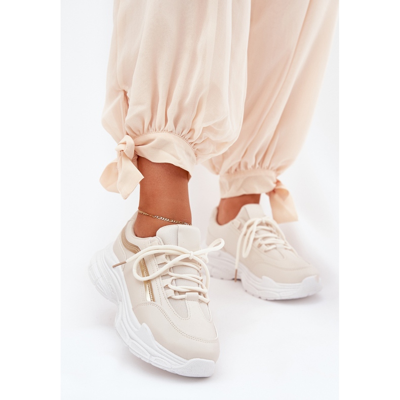 Sneakers Chaussures de sport pour femmes sur une semelle beige épaisse 2