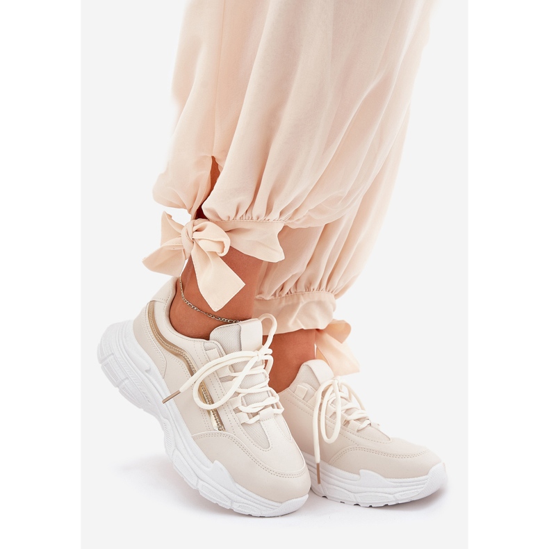 Sneakers Chaussures de sport pour femmes sur une semelle beige épaisse 1